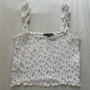 White Floral Smocked Tank